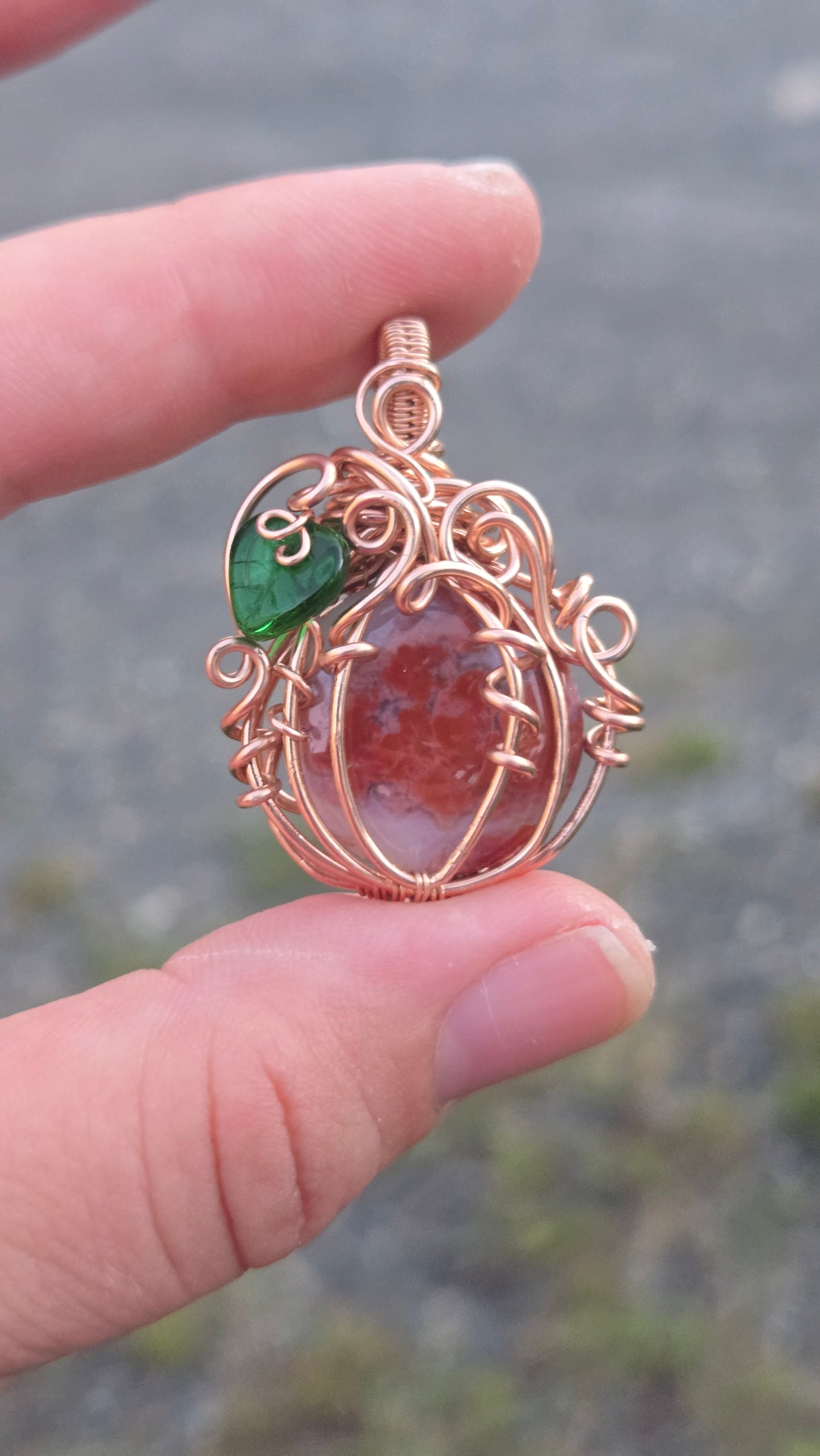 Rose Gold Pumpkin Wire Wrapped Pendant