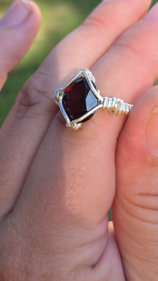 Garnet Wire Wrapped Ring
