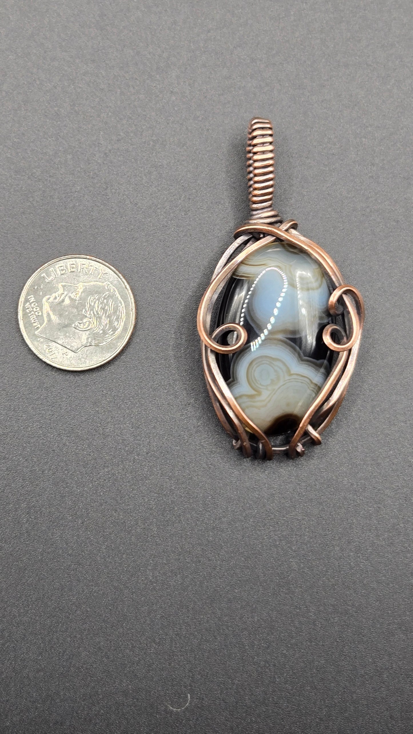 Banded Agate Wire Wrapped Pendant