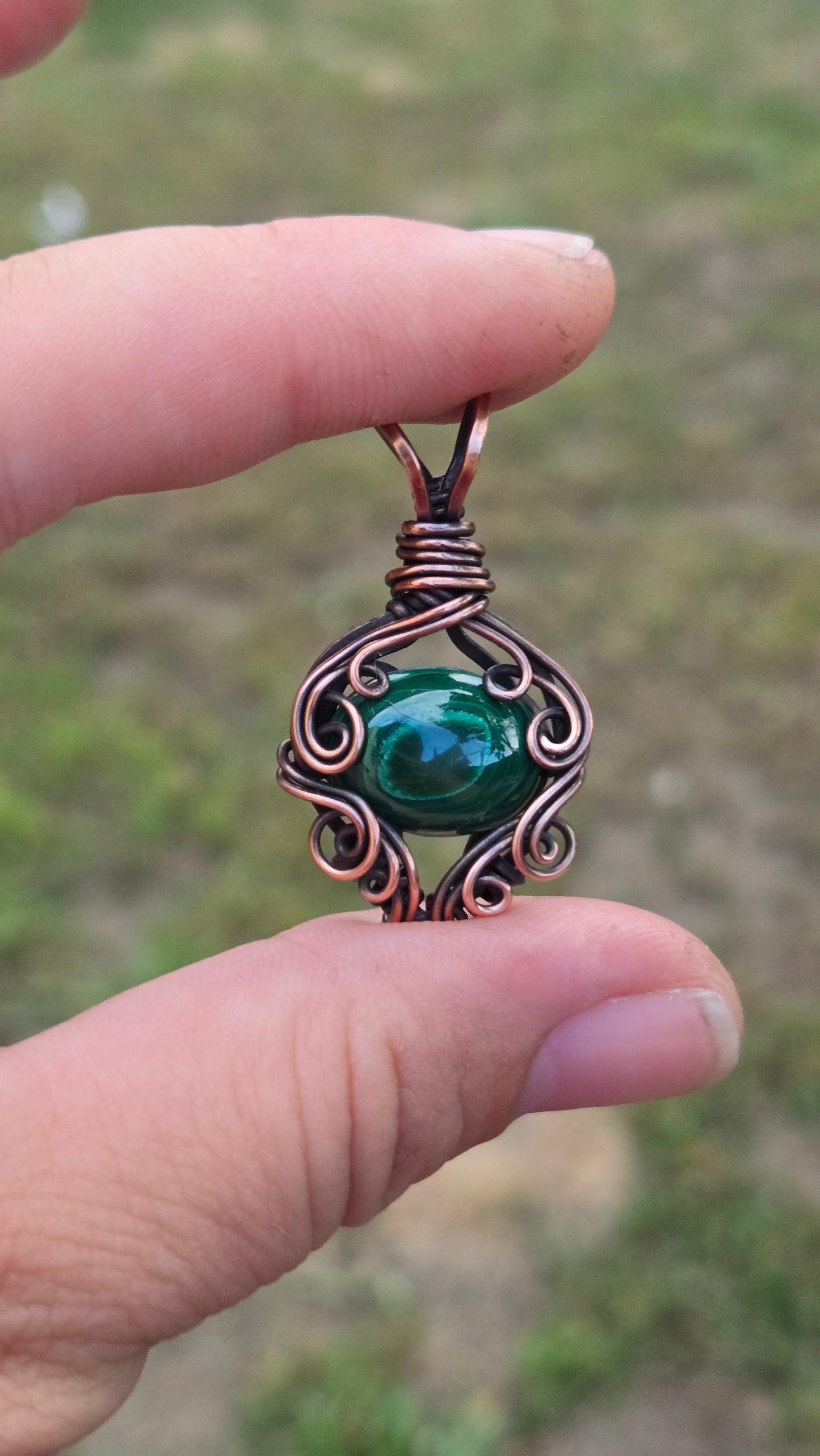 Malachite Wire Wrapped Pendant