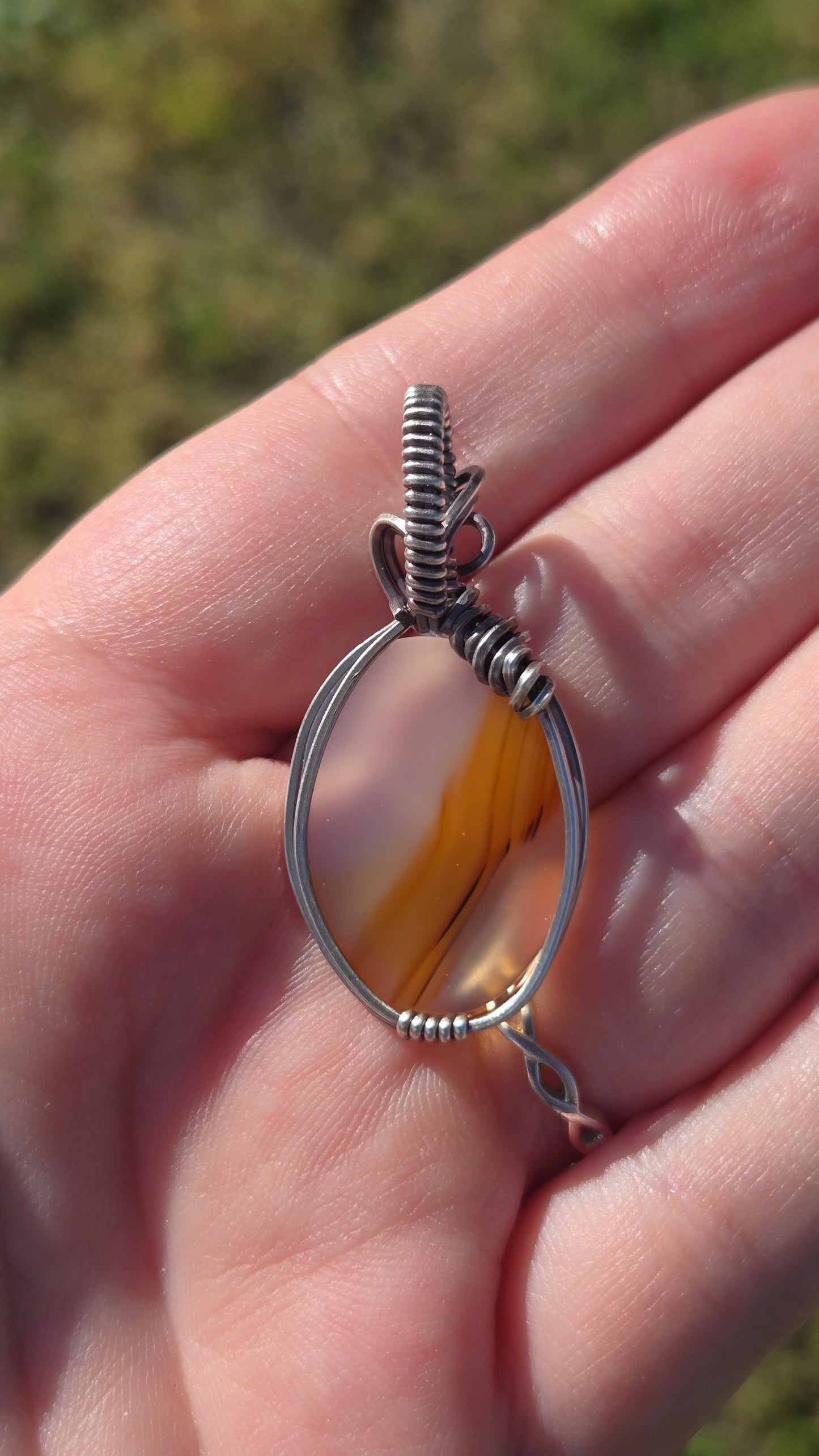 Iris Agate Wire Wrapped Pendant