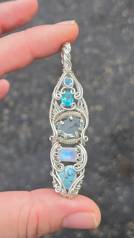 Feeling Blue Wire Wrapped Pendant