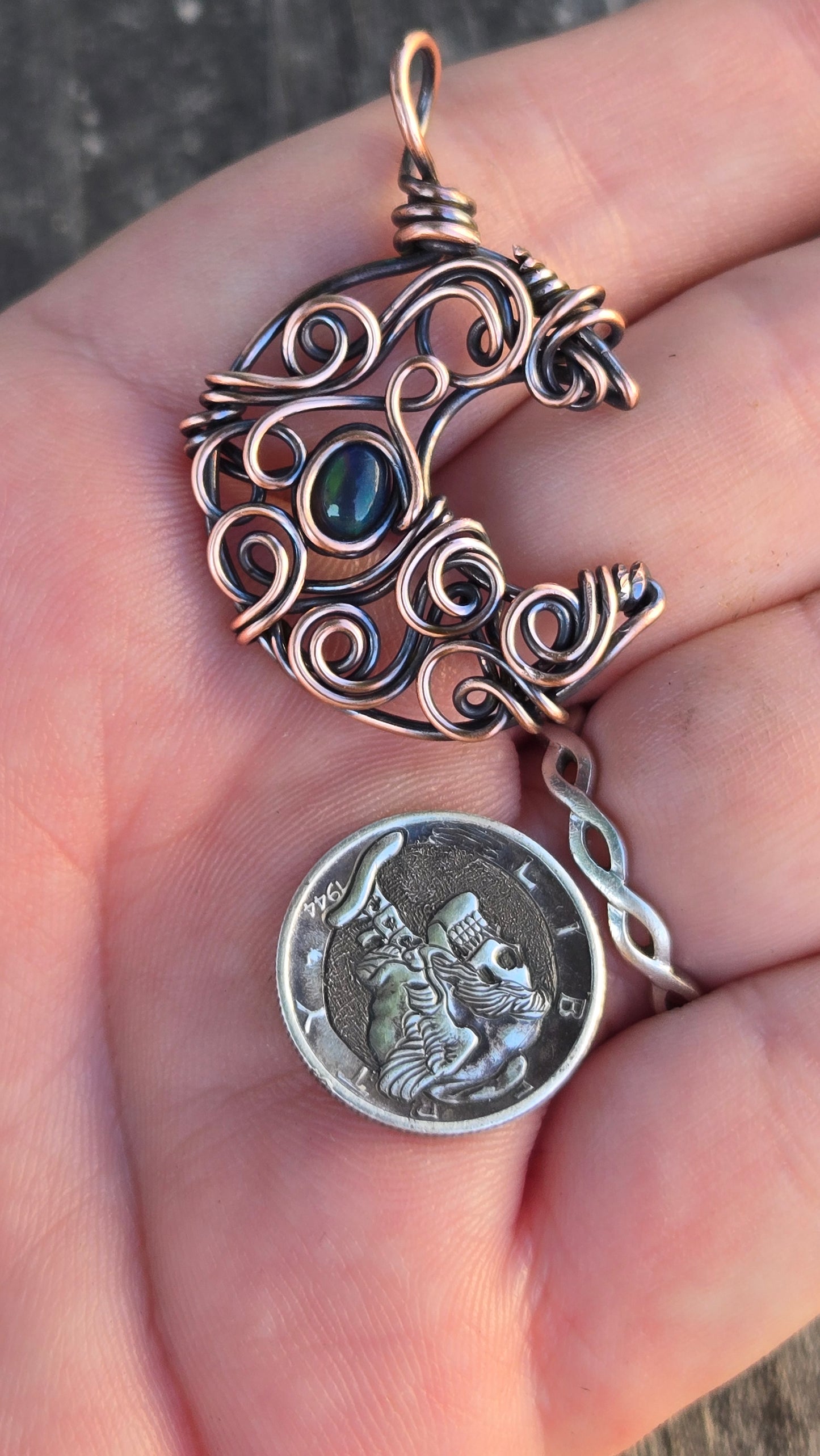 Crescent Moon Wire Wrapped Pendant