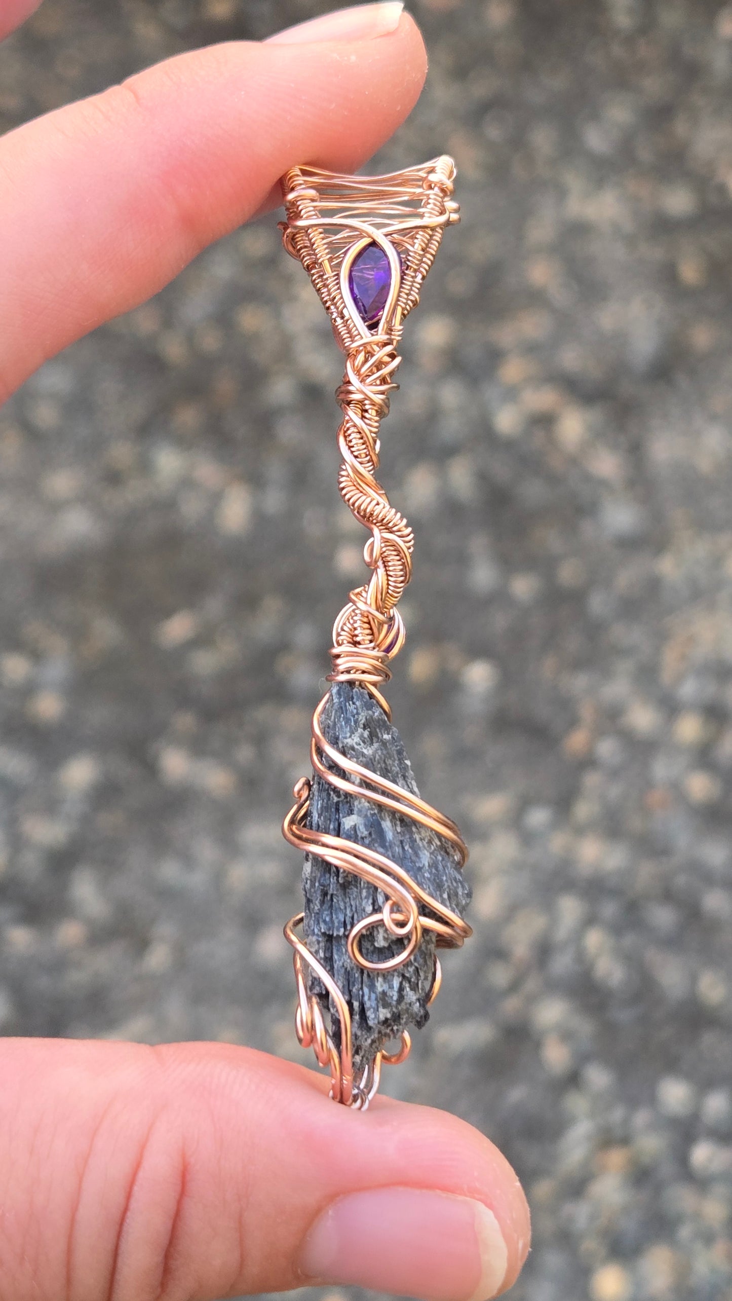 Rose Gold Witches Broom Wire Wrapped Pendant