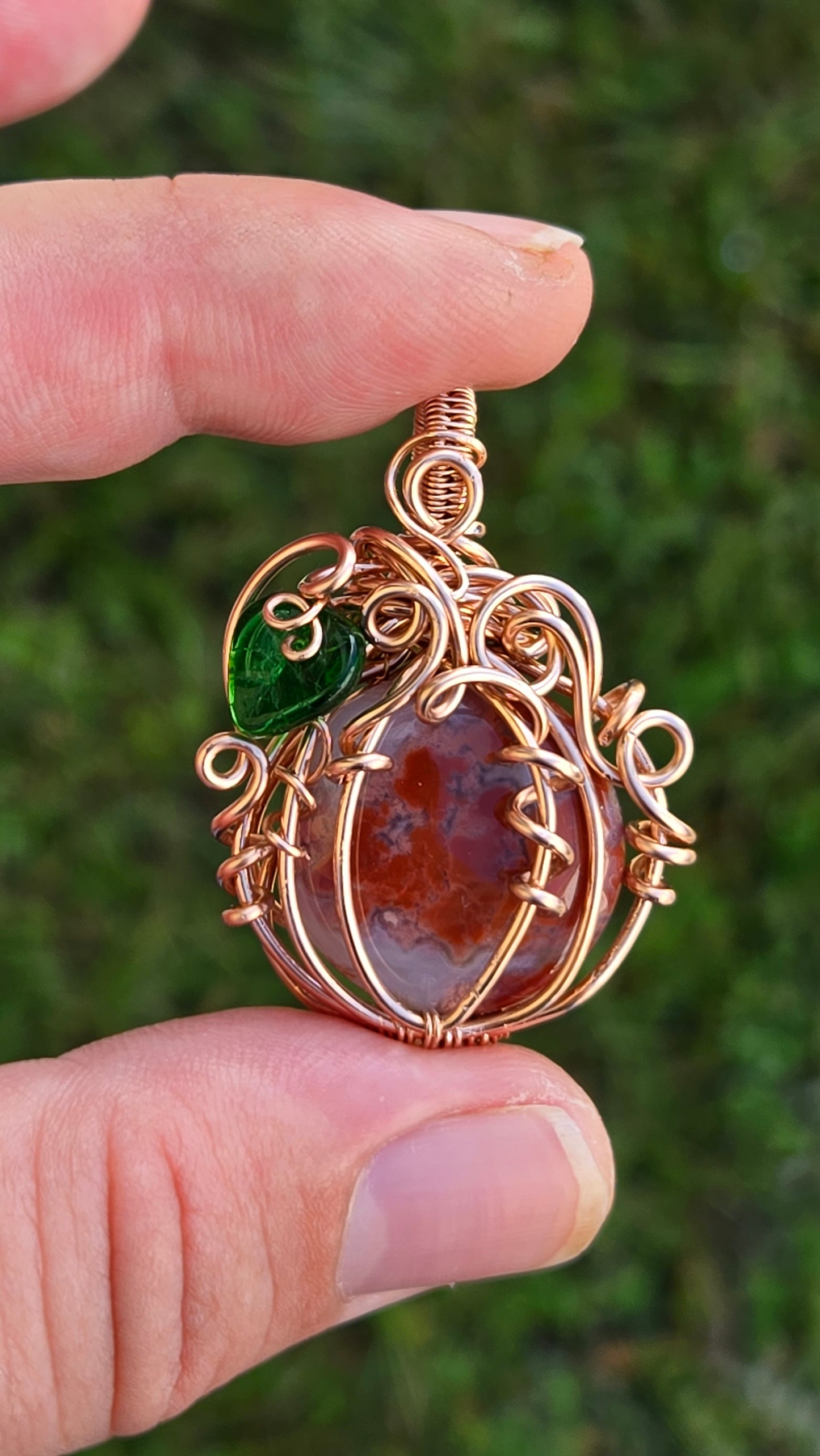 Rose Gold Pumpkin Wire Wrapped Pendant