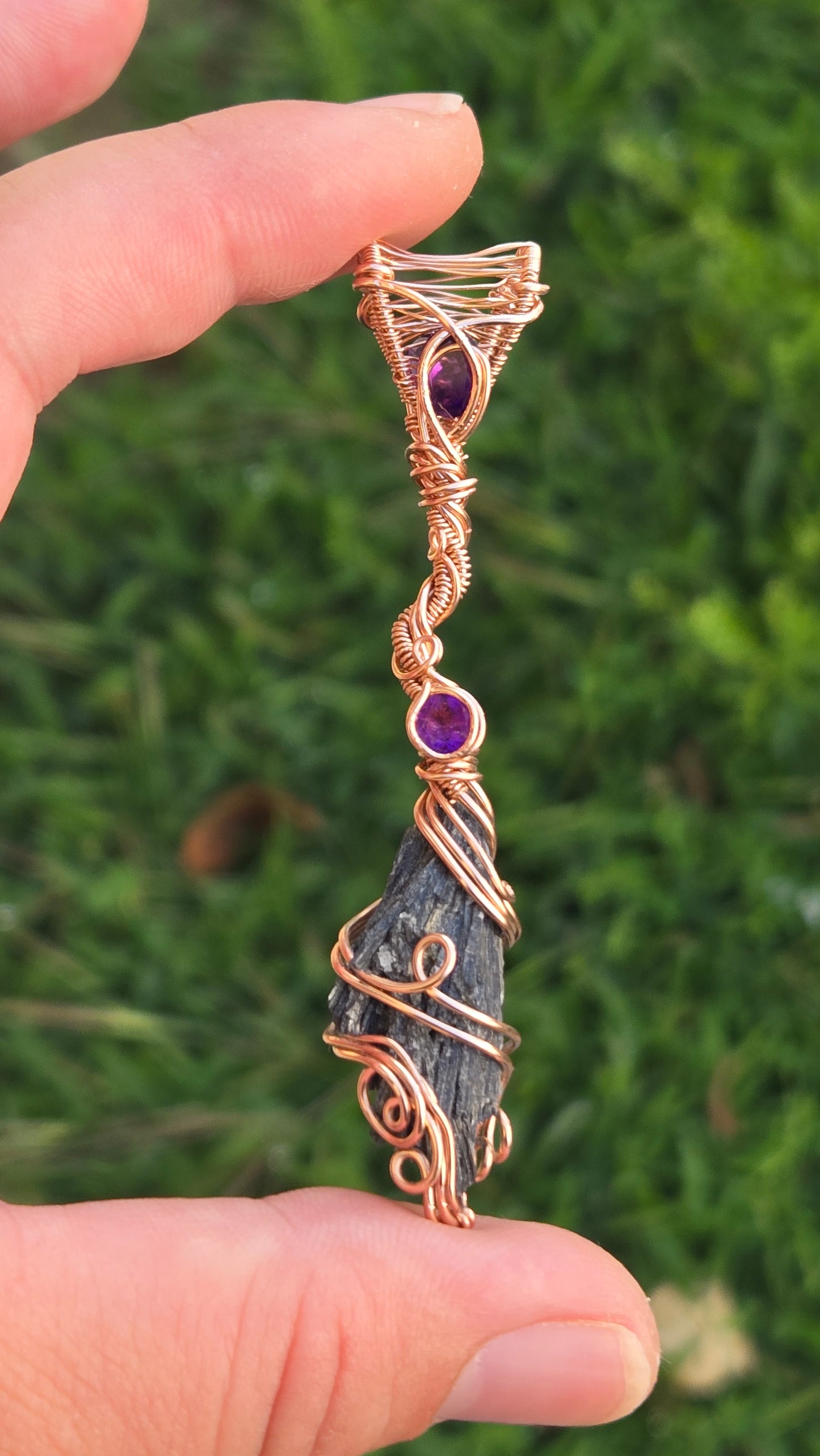 Rose Gold Witches Broom Wire Wrapped Pendant