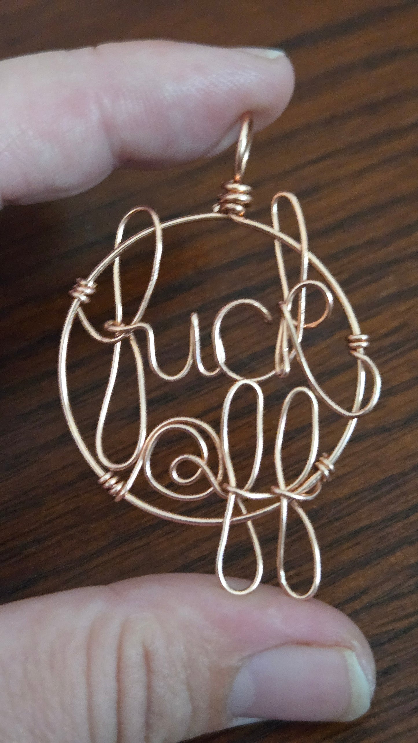 MADE TO ORDER Fck Off Wire Wrapped Pendant
