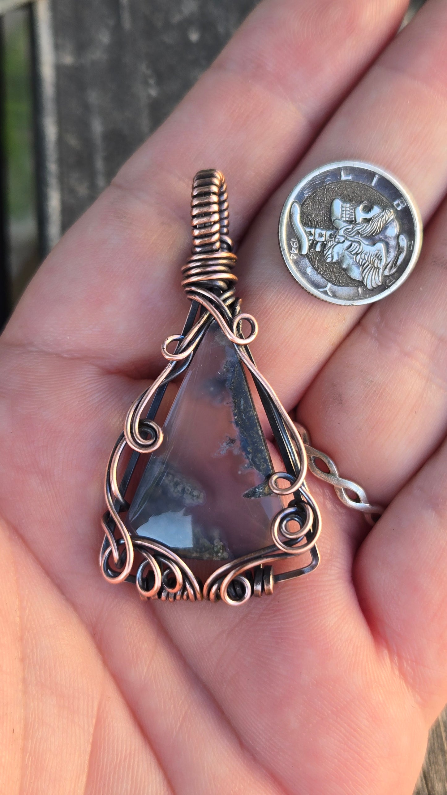 Moss Agate Wire Wrapped Pendant