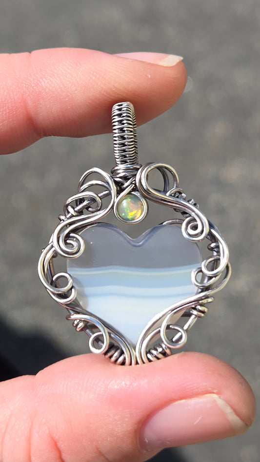Iris Agate Wire Wrapped Pendant