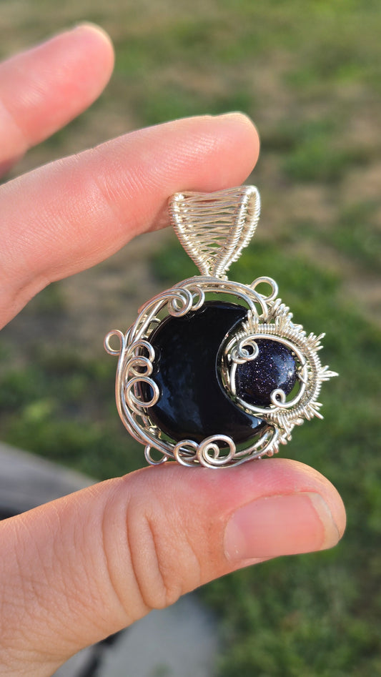 Sun and Moon Wire Wrapped Pendant