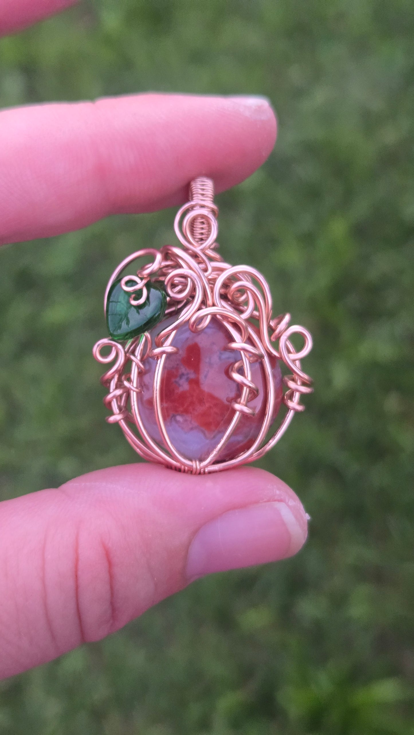 Rose Gold Pumpkin Wire Wrapped Pendant
