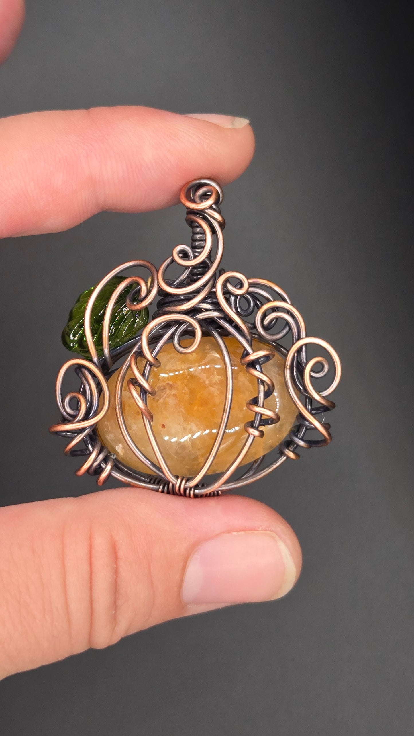 Pumpkin Wire Wrapped Pendant