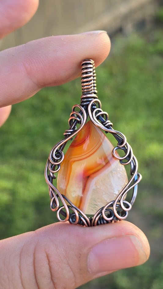 Carnelian Wire Wrapped Pendant