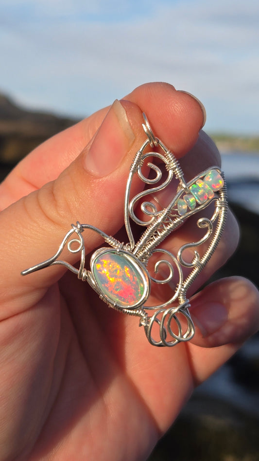 Hummingbird Wire Wrapped Pendant