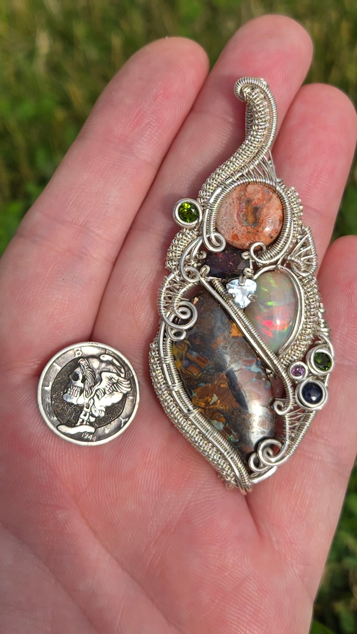 Grounded Wire wrapped pendant