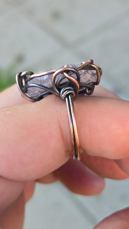 Amethyst Stalactite Wire Wrapped Ring
