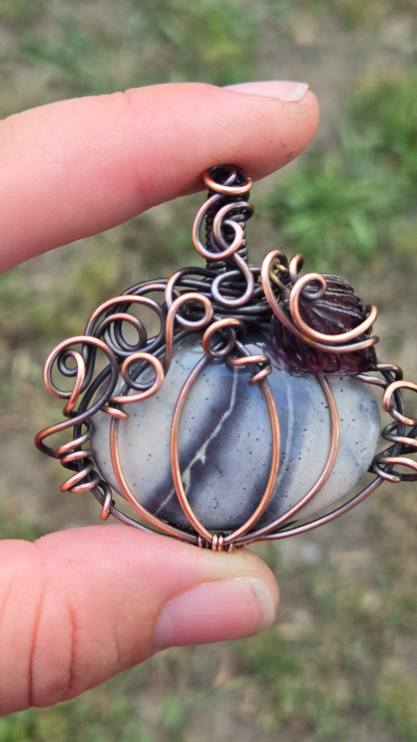 Pumpkin Wire Wrapped Pendant