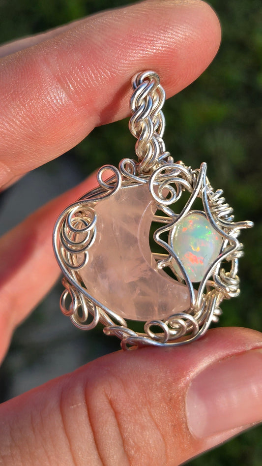 Moon Wire Wrapped Pendant