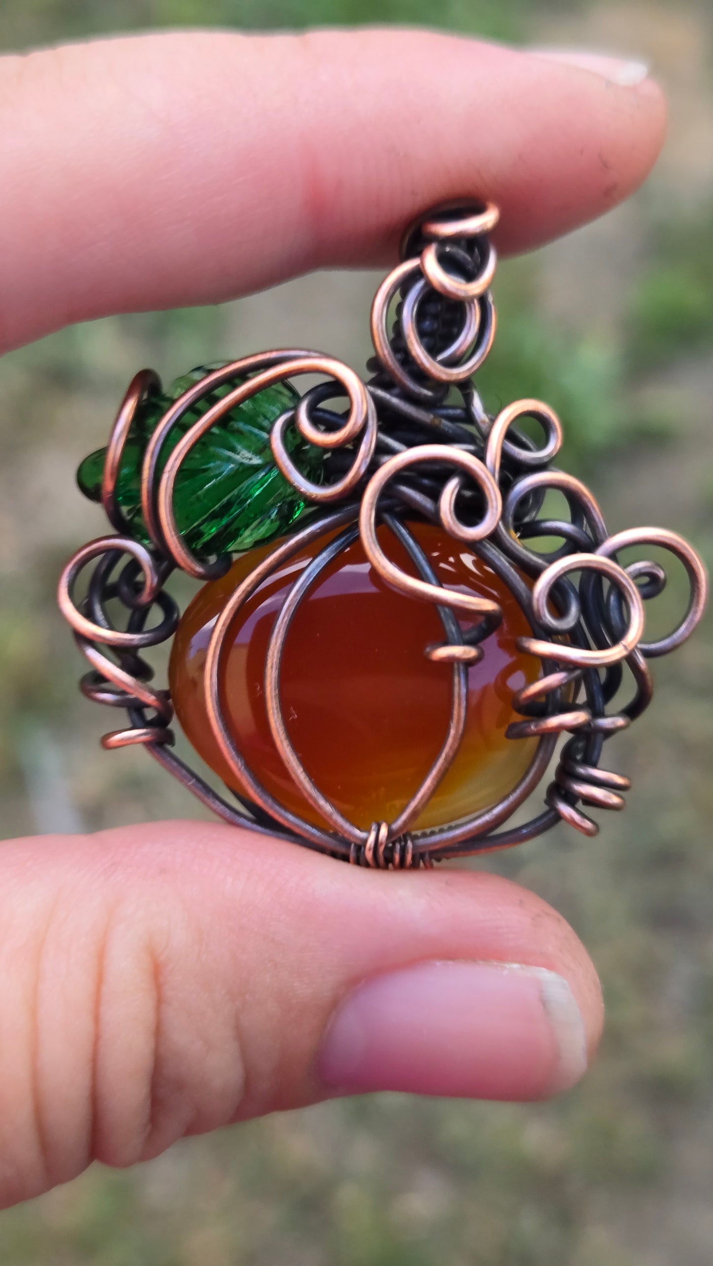 Pumpkin Wire Wrapped Pendant