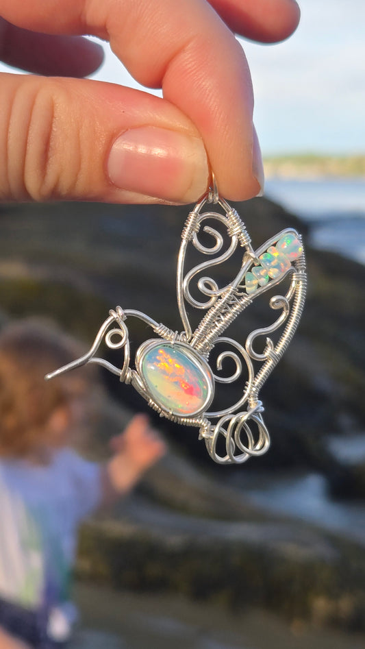 Hummingbird Wire Wrapped Pendant