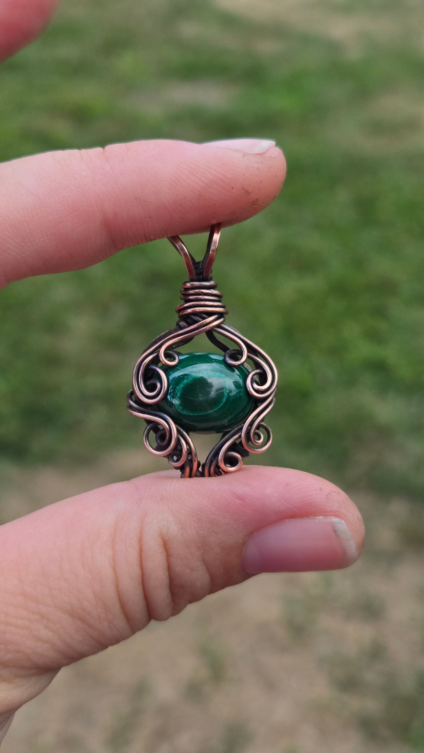 Malachite Wire Wrapped Pendant