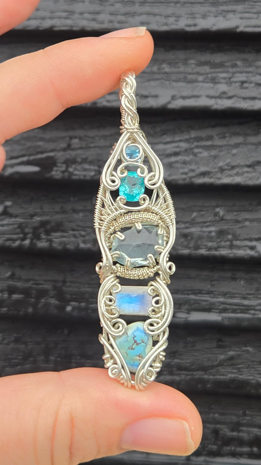 Feeling Blue Wire Wrapped Pendant