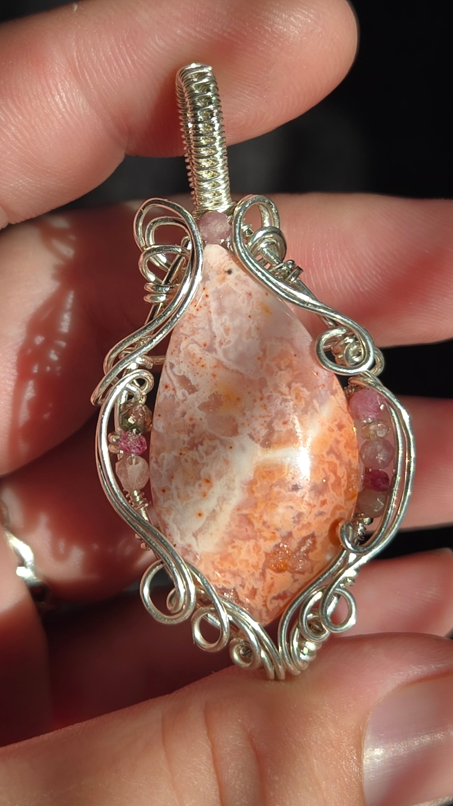Pretty in Pink Wire Wrapped Pendant