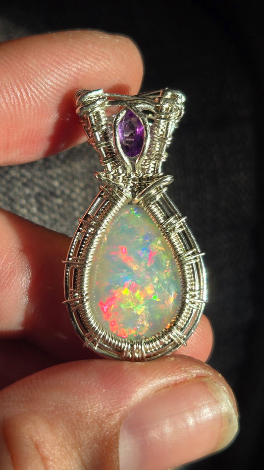 6.5ct Opal Wire Wrapped Pendant