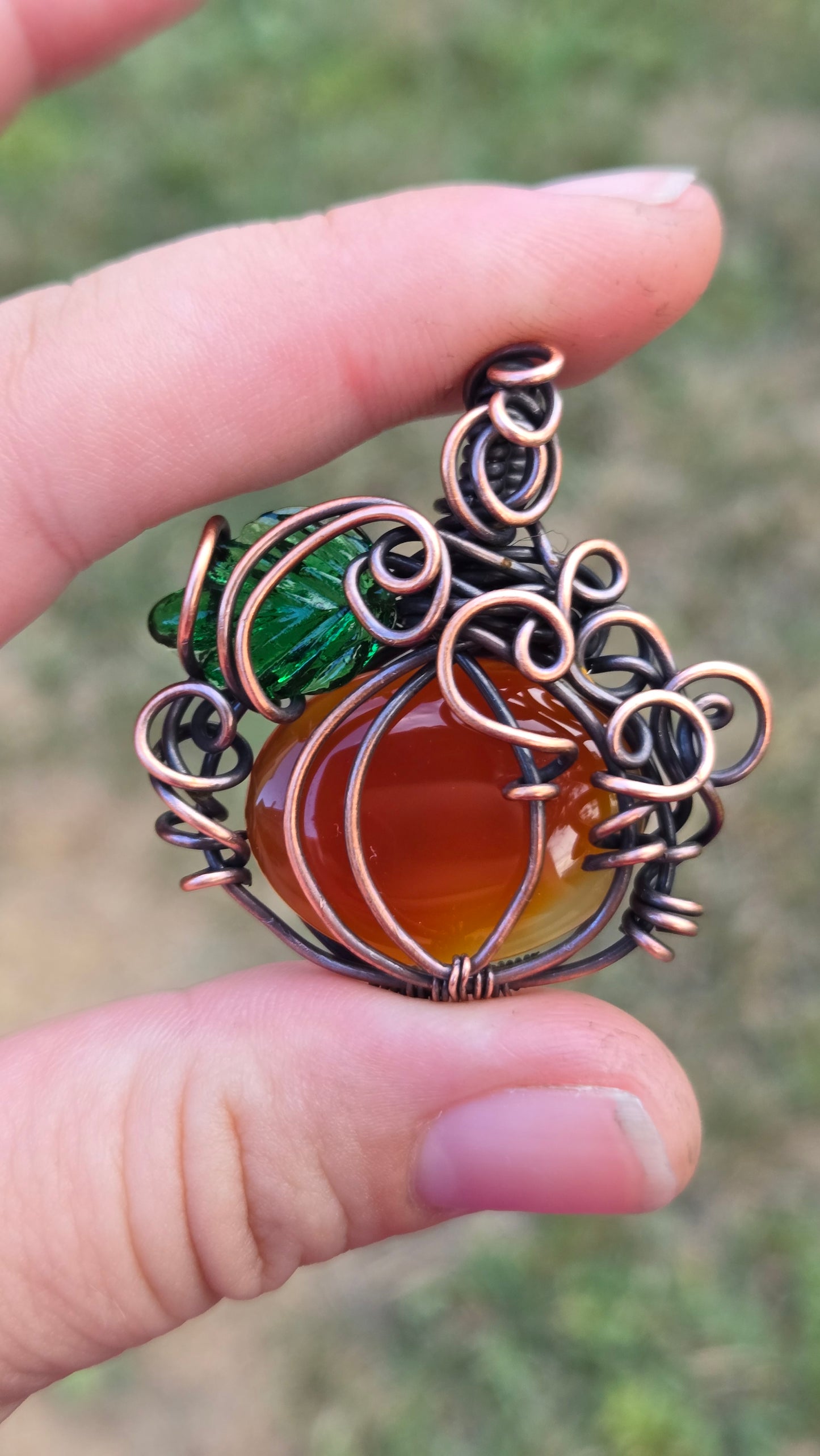 Pumpkin Wire Wrapped Pendant