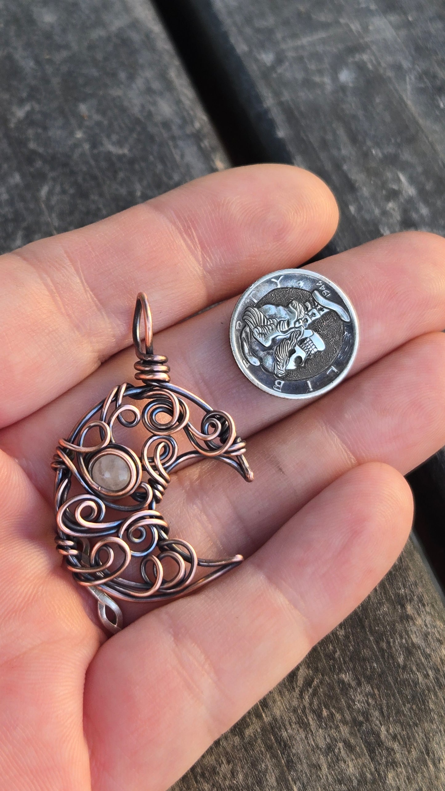 Crescent Moon Wire Wrapped Pendant