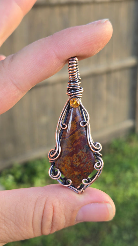 Jasper Wire Wrapped Pendant