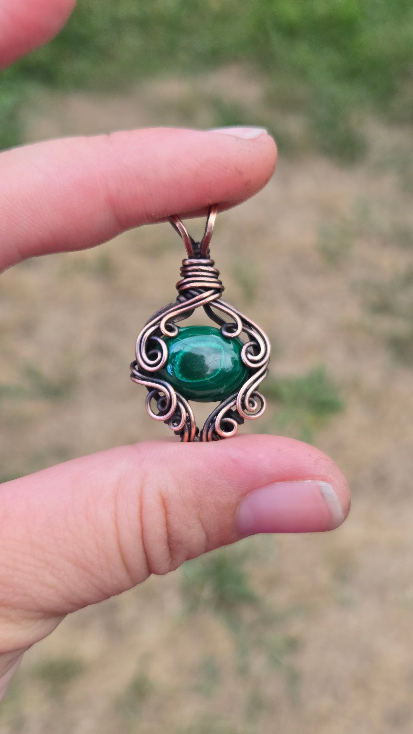 Malachite Wire Wrapped Pendant