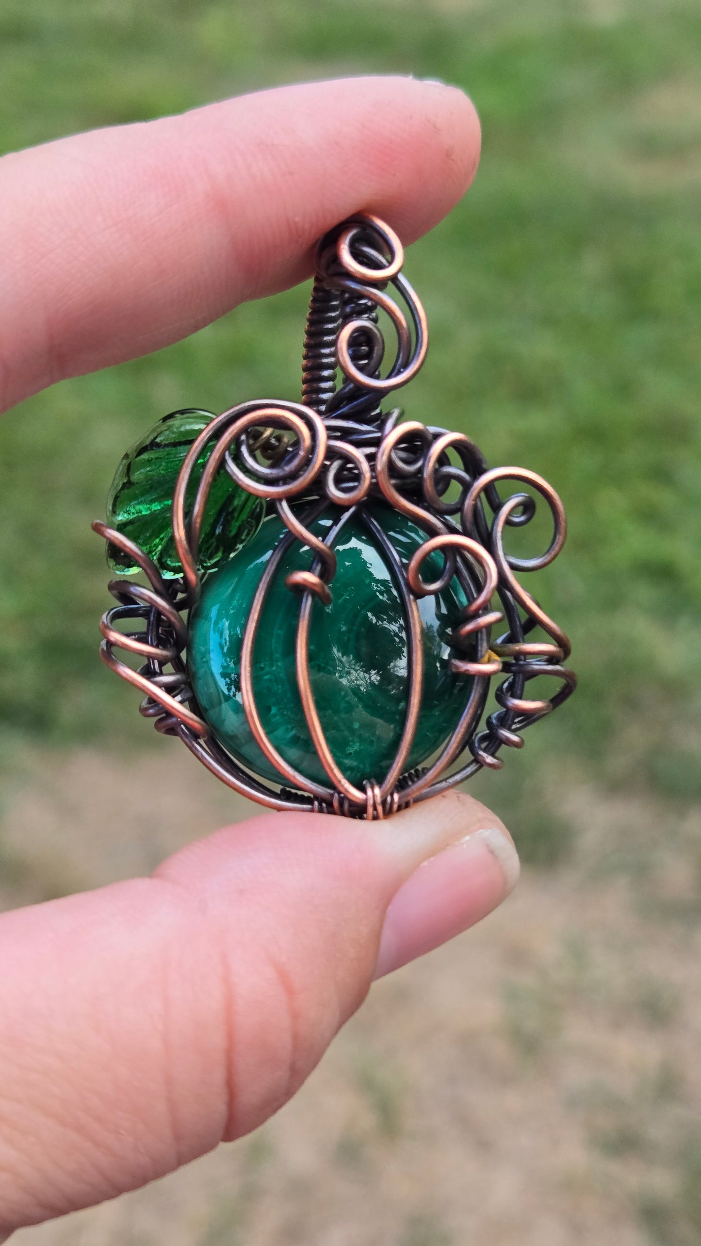 Pumpkin Wire Wrapped Pendant