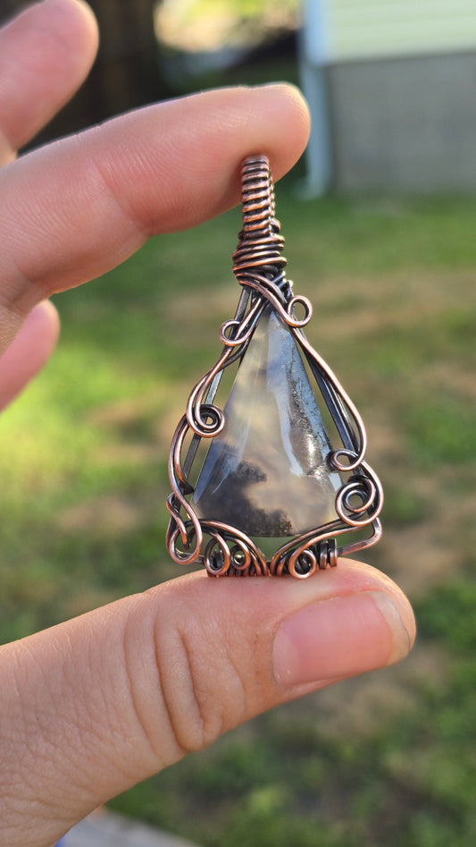 Moss Agate Wire Wrapped Pendant