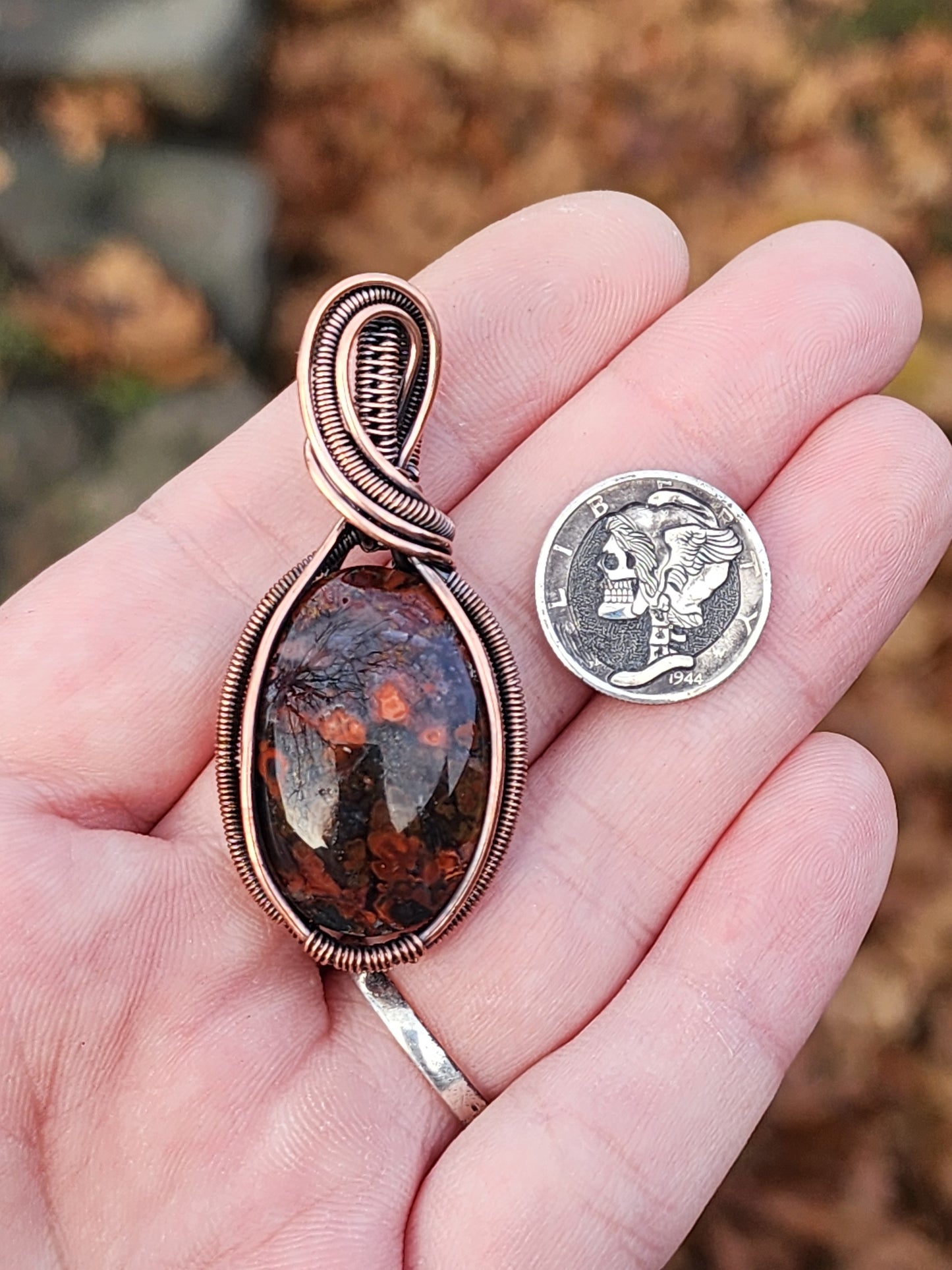 Indonesian Moss Agate Wire Wrapped Pendant