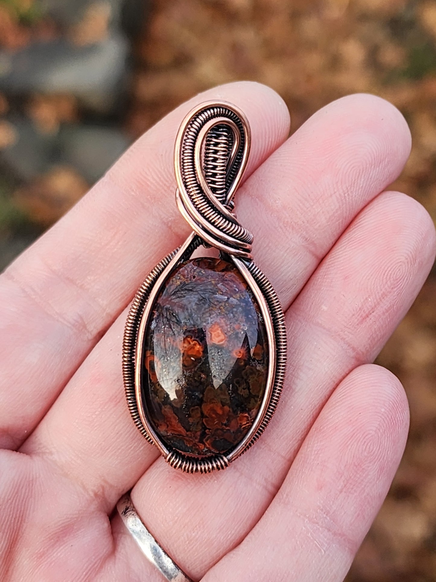 Indonesian Moss Agate Wire Wrapped Pendant