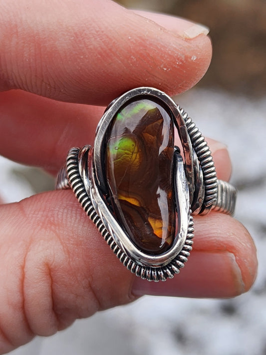 Fire Agate Wire Wrapped Ring