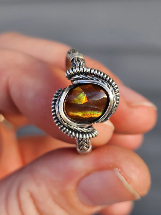 Fire Agate Wire Wrapped Ring