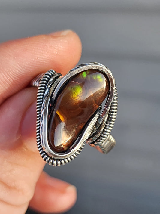 Fire Agate Wire Wrapped Ring