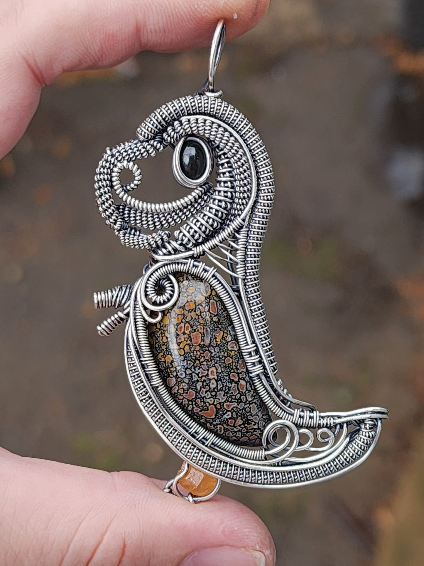 Dinosaur Wire Wrapped Pendant