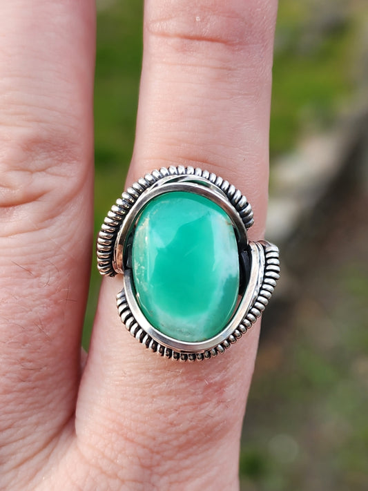 Chrysoprase Wire Wrapped Ring