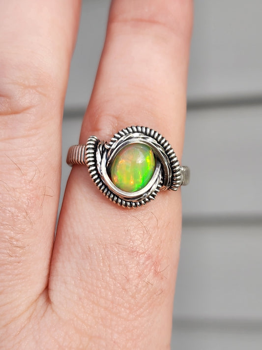 Ethiopian Opal Wire Wrapped Ring