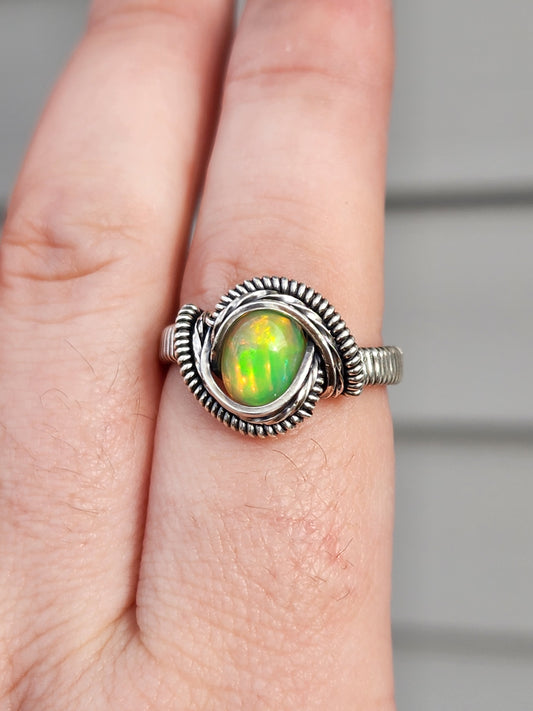 Ethiopian Opal Wire Wrapped Ring
