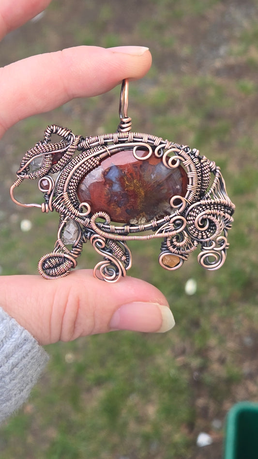 Bear wire wrapped pendant