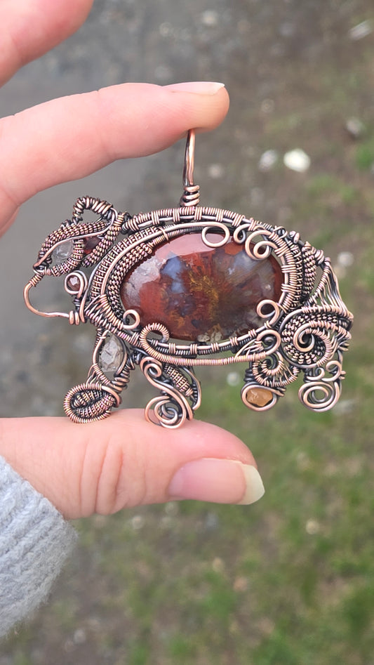 Bear wire wrapped pendant