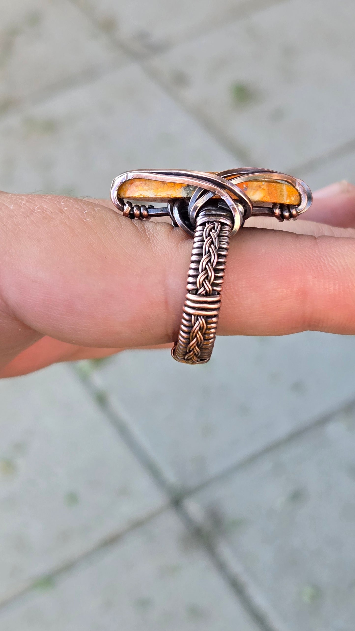 Bumblebee Jasper Wire Wrapped Ring