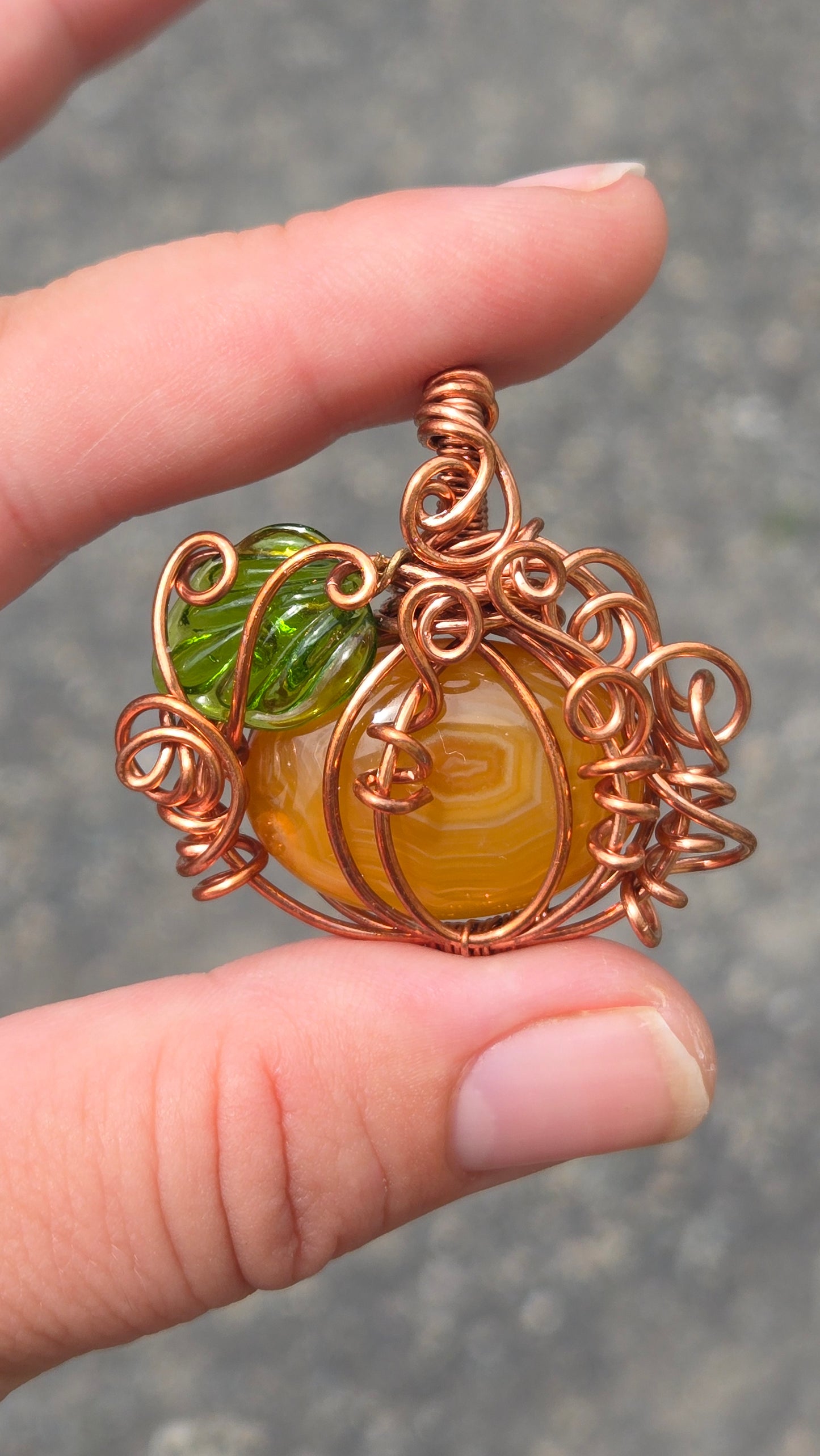 Pumpkin Wire Wrapped Pendant