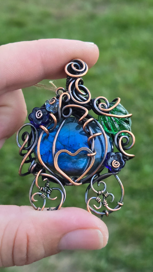 Pumpkin Carriage Wire Wrapped Pendant