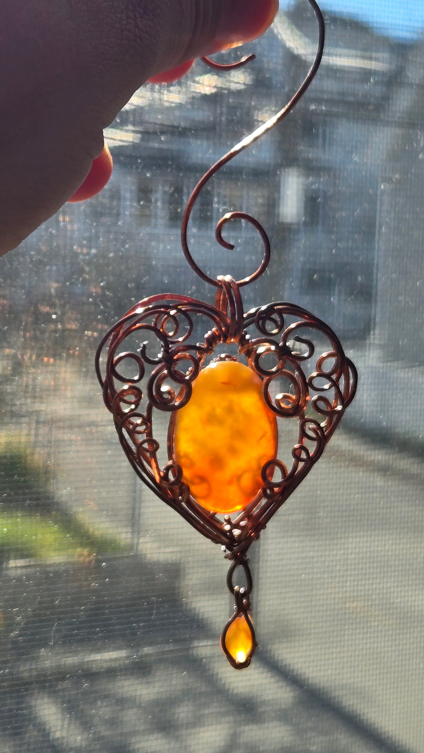 Carnelian Wire Wrapped Suncatcher