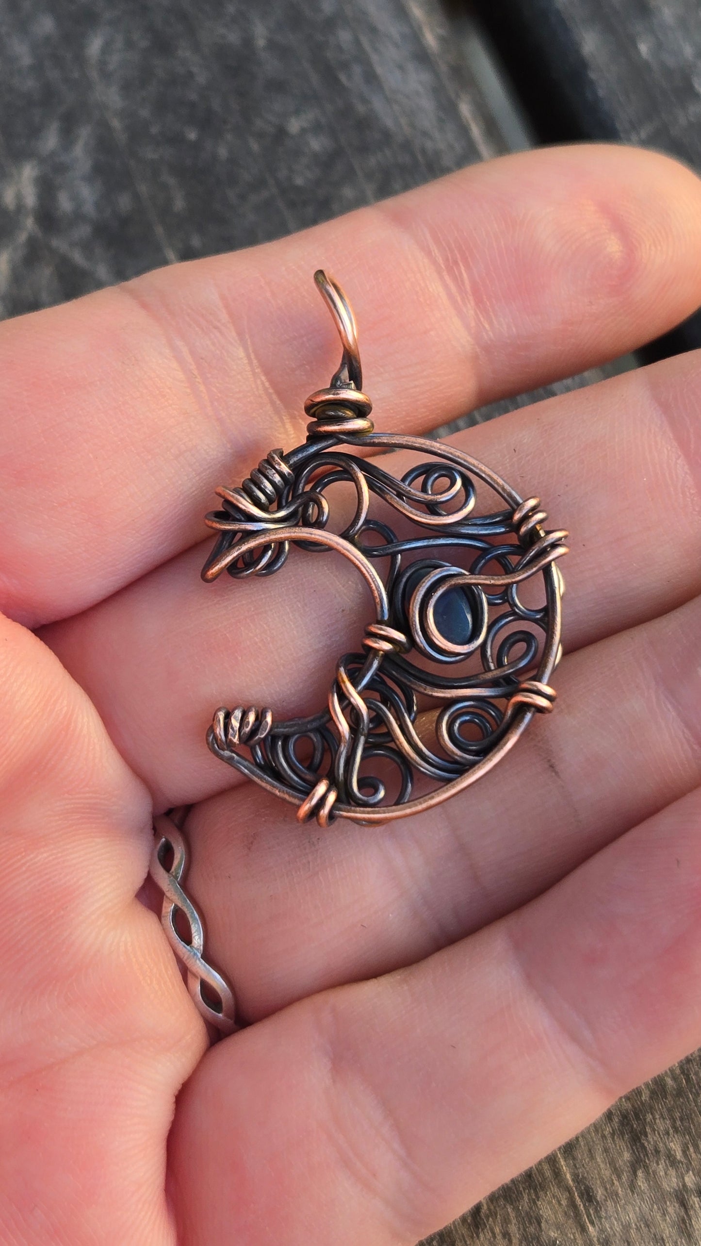 Crescent Moon Wire Wrapped Pendant